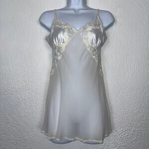 Victoria’s Secret Vintage Y2K Silk Slip Dress Sheer Lace Embroidered Size Small